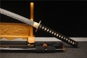 HY-298精雕铜装鎏金鎏银-真鱼皮柄纸-地肌钢甲伏锻格斗研锤纹武士刀——千纸鹤