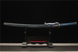 HY-300精品纯铜装花纹钢烤红研磨武士刀——雾隐