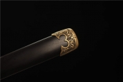 HY-318精雕黄铜仿古剑装-花纹钢流水线全磨—乌木鞘唐刀——简装诛刃唐刀