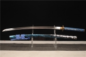 HY-328精雕锌合金仿古剑装-弹簧钢全磨武士刀——蓝色妖姬