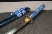 HY-328精雕锌合金仿古剑装-弹簧钢全磨武士刀——蓝色妖姬